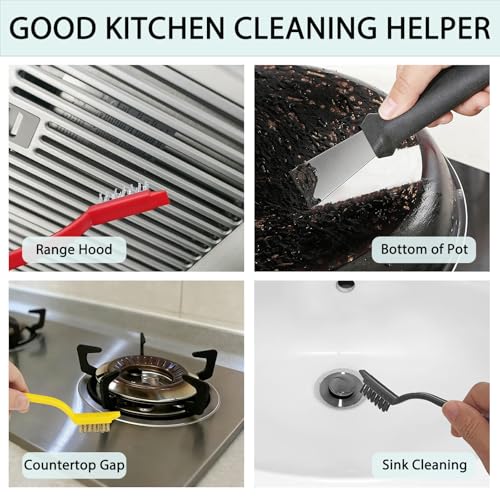 Crevice Cleaning Brush Set, Hard Bristle Gap Scrubber Tools for Bathroom Grout, Window Tracks & Shower Doors, Deep Cleaning Home Essentials & Practical Housewarming Gifts 12-Pack - color: Black