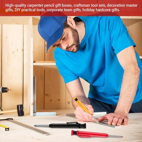 MotiMind 22 Pack Mechanical Carpenter Pencil Set with 78 Pencil Refills and Sharpener, Mechanical Pencils, Deep Hole Long-nib Marker Pens for Architect Heavy Duty Construction Pencils for Woodworking