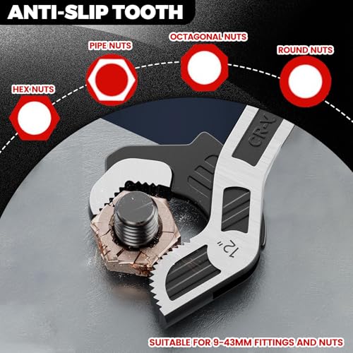 8” 12” Pipe Wrench Set, Self Adjusting Pipe Wrench, Multi-function Self-locking Pipe Vise Wrench Set, for 3/8” to 1-11/16" (9-43mm) Pipe Fittings, Standard Nuts and Irregular Nut - color: 8”+12”