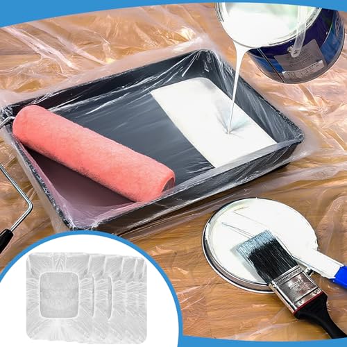 Hysagtek 30 Pcs Paint Tray Liners Disposable 18 Inch Paint Roller Tray Liners Paint Pan Liners Plastic Paint Pan Cover for House Walls Ceilings Painting