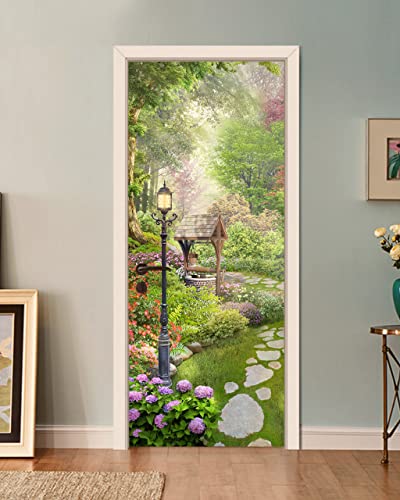 FLFK Door Mural Sticker - Scenic,Peel and Stick,Combined Size 32"x80",Split into 2 Pieces - color: Mt4782, size: 32"x80"