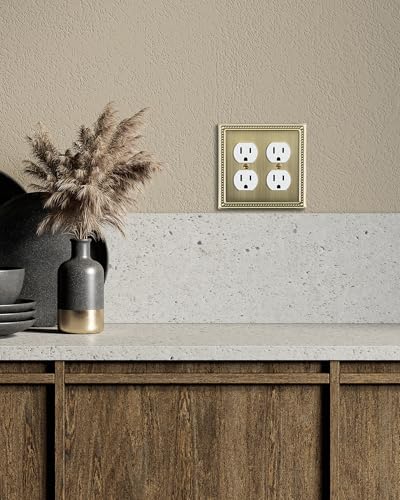 2-Pack Double Duplex Outlet Cover, Antique Brass - size: Double Duplex 2PK
