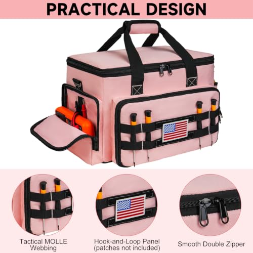 Pink Tool Bag for Women, Heavy-Duty 15-Inch Portable Tool Box Tote - color: Pink
