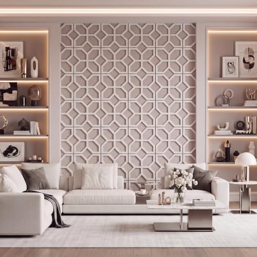 Yalikop 6 Pcs 3D 12 Inch Wall Panels Premade Wainscoting Kit, Cross Diamond - color: Cross Diamond
