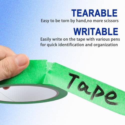 2 Pack Green Painters Tape - Green Masking Tape 1 Inch Wide - Multi-Surface, Smart Adhesion, Indoor & Outdoor - Paint Tape for DIY, Labeling, Art, Car, General Purpose - 180FT Total - color: Green
