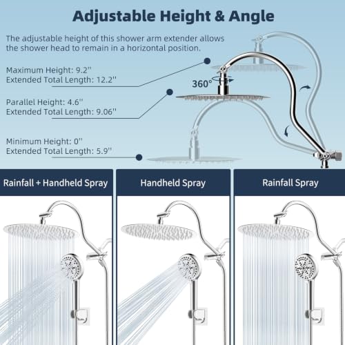 Hibbent All Metal High Pressure Shower Head, 12'' Rainfall Shower Head - color: Chrome, style: Round 12''