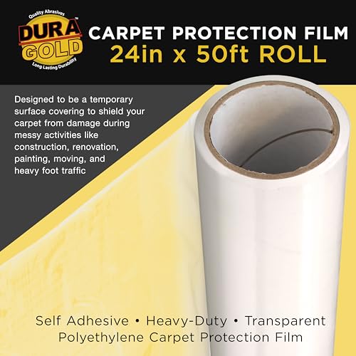 Dura-Gold Carpet Protection Film, 24-inch x 50-Foot Roll, Clear Plastic - size: 24-inch-x-50-feet