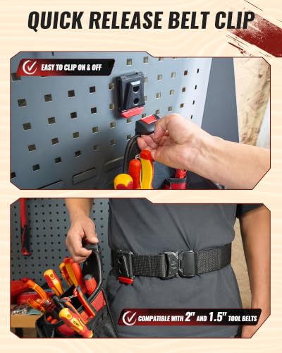 Electrician Tool Pouch with Quick Detach Belt Clip, Heavy Duty Tool Belt Pouches with Notebook Pocket, Tape Measure Holder & Screwdriver Loops for Carpenter, Contractor, HVAC Tech & DIY - size: X-Large Pouch