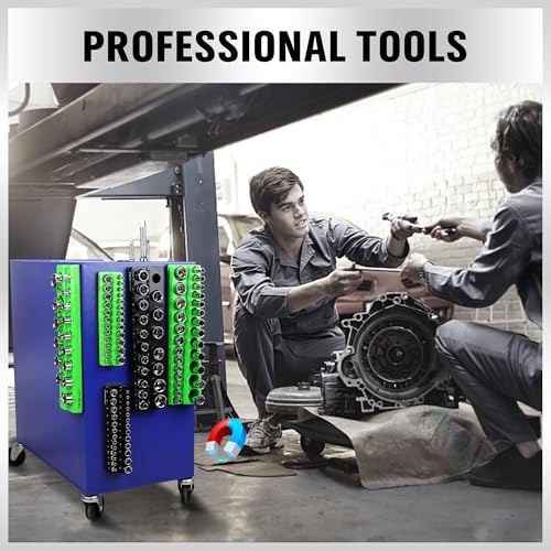 Magnetic Socket Organizer Set, 6-piece 1/4", 3/8", 1/2" SAE & Metric Sockets Holder, Drive Socket Trays, Storage Tool Box, Holding 143 Slots, Soft Rubber Covering Black Green Tools - style: 6PCS Green/Black