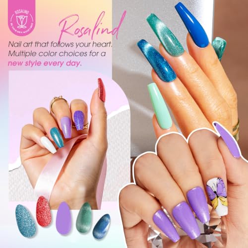 ROSALIND 30pcs Colors Gel Nail Polish Set with Cateye Gel and Base Top Coat | 20 Nude Pink Red Blue Color Gel Polish,5pcs Cat Eye Gel Nail Polish,Blooming gel,3Pcs Glossy Matte Glitter Top Coat,Base Coat - color: All Moods 25+5 Colors