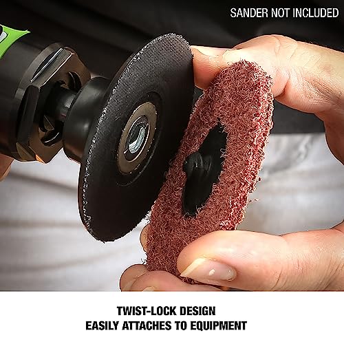 OEMTOOLS 22519 3” Twist Lock Surface Prep Discs, 25 Piece Set, Medium Maroon, Finishing Abrasive 3” Sanding Disc Surface Conditioning Tool Bundle, Sander, Rotary Tool, and Die Grinder Accessories - style: 25 Piece Meduim Grit Surface Prep Discs