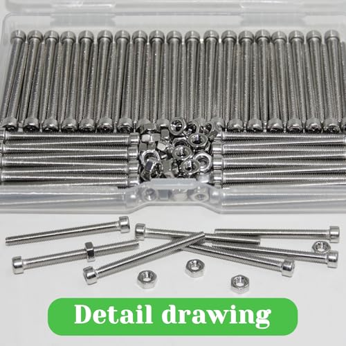 140 Pcs M3 x 35mm Socket Head Cap Screws Metric, Allen Socket Drive, 304 Stainless Steel, Full Thread, Bright Finish, Machine Thread - size: M3 x 35-140Pcs