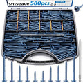 smseace 580Pcs Pocket Hole Screws Assortment Kit #8 x 1, 1-1/4", 1-1/2", 2", 2-1/2" Blue Coated Square Drive Pocket Screws with 150mm Drive Bit Wood Screw Set - color: Blue