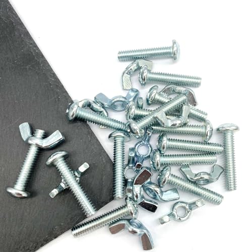 30Pack 1/4"-20 x1-1/4 Screw Bolts and Wing Nut Kit 15pcs Machine Screws with Round Head Phillips 15pcs Butterfly Hand Twist Tighten Nut Zinc Plated Hardware Fitting Fastenings Assortment Kit - size: Silver 30 Pack 1/4"-20 x1-1/4"
