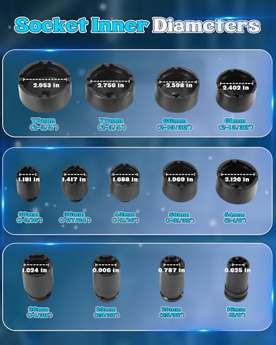 13PCS Heavy Duty Grooved Lock Nut Sockets with 1/2'' KM0-KM12