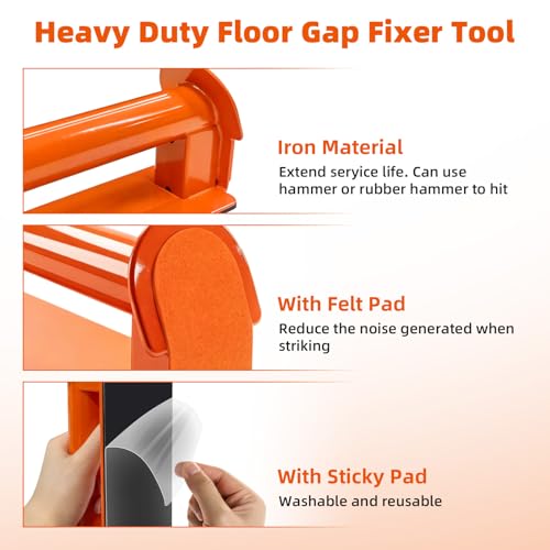 Floor Gap Fixer Tool for Laminate Vinyl Wood Flooring Gap Repair Kit, Heavy Duty Floor Gap Repair Tool with Rubber Mallet, Reusable Sticky Pad and Gap Brush, for Fixer Laminate/Vinyl Flooring Tools ﻿