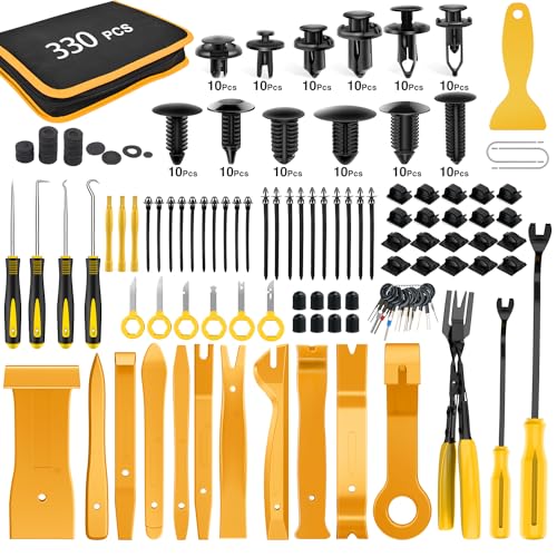 GOOACC 330Pcs Trim Removal Tool Auto Push Pin Bumper Retainer Clip Set - color: 330Pcs Clips Removal Kit Yellow