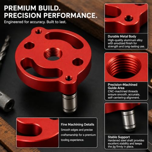Self Centering Doweling Jig – Handheld Drill Guide for Woodworking, Straight Hole Locator & Dowel Hole Puncher, Fits 2/3/4/5/6/7/8/9/10mm Drill Bits