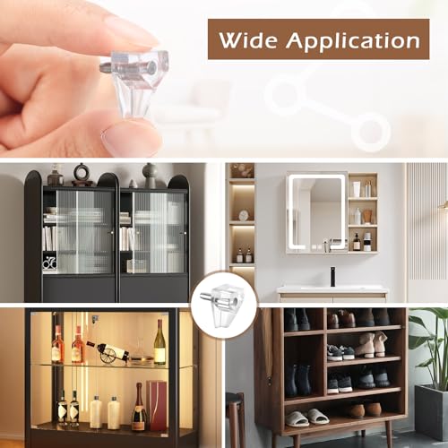 50 Pcs Shelf Support Pegs, Clear Plastic Cabinet Shelf Pegs, 2.9mm Small Shelf Pins for Cabinets Without Preset Shelf Holes Require Self-Drilling