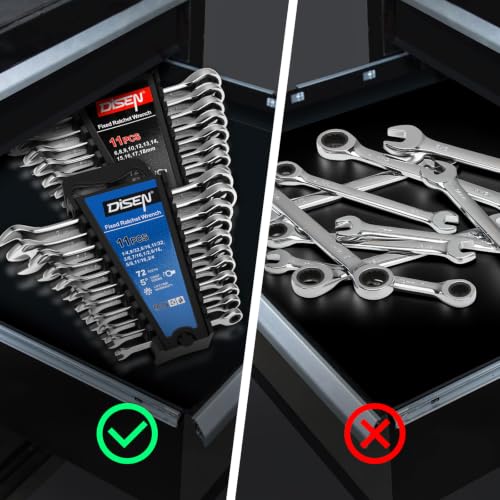 DISEN 22 PCS Ratcheting Wrenches Set, Combination Wrenches Set SAE & Metric Standard, 1/4" to 3/4" and 6-18mm Size, CR-V Steel, 12 Points 72-Teeth - size: 22pcs metric & sae set