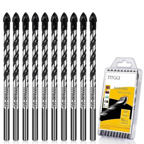 10-Piece 1/4" Masonry Drill Bit Set & Concrete Drill Bit Set - size: 10 pcs 1/4" Masonry Drill Bit Set
