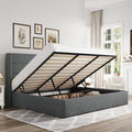 Allewie King Size Lift Up Hydraulic Storage Bed Frame Dark Grey - color: Dark Grey, size: King, style: Modern