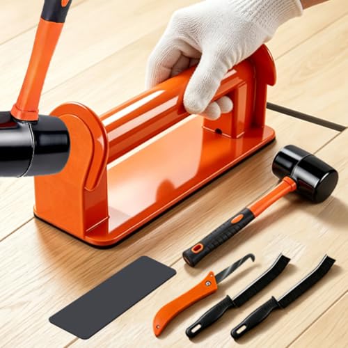 Floor Gap Fixer Tool for Laminate Vinyl Wood Flooring Gap Repair Kit, Heavy Duty Floor Gap Repair Tool with Rubber Mallet, Reusable Sticky Pad and Gap Brush, for Fixer Laminate/Vinyl Flooring Tools ﻿