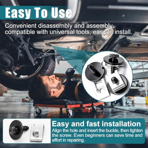 mxuteuk 50PCS M4.8 U-Nut Clips & Hex Head Automotive Body Fender Bolts Kit,for Most Cars Fender,Engine Undertray Cover, Engine Cover & Bumper Fender Liner - color: Black-M4.8
