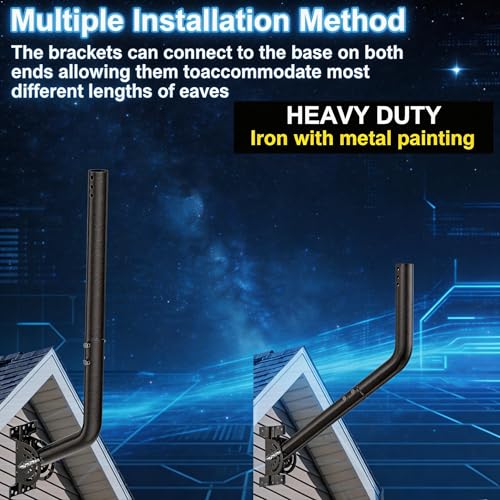 28" Heavy Duty Adjustable Antenna Wall Mount – Iron Spray Paint J-Pole Solid Mast Bracket for Starlink (Adapter Required), TV Antennas, Weather Stations – 1.38" OD Pivot Base (Black) - color: 28‘’ Long Wall Mount Black
