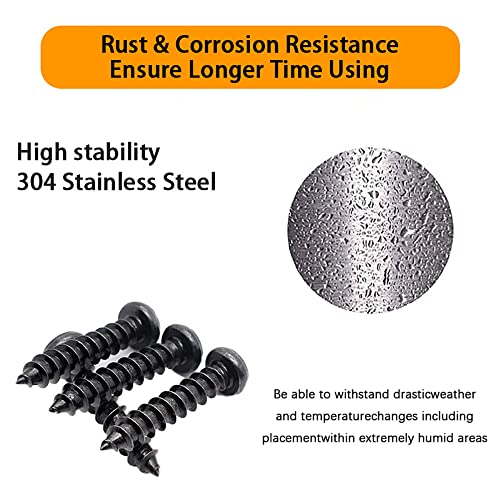440 pcs M3 M4 M5 Wood Screws Assortment Kit,High Hardness Carbon Steel Self-Tapping Screws,Pan Round Head & Flat Head,Phillips Drive Countersunk Head Screws Set Kit,Black Oxide,Full Thread - size: M3/M4/M5, style: Flat & Round (Carbon Steel)