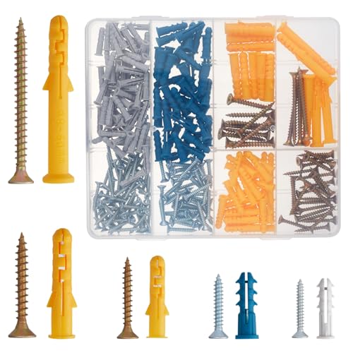 270PCS Drywall Anchors and Screws Assortment Kit with Storage Box