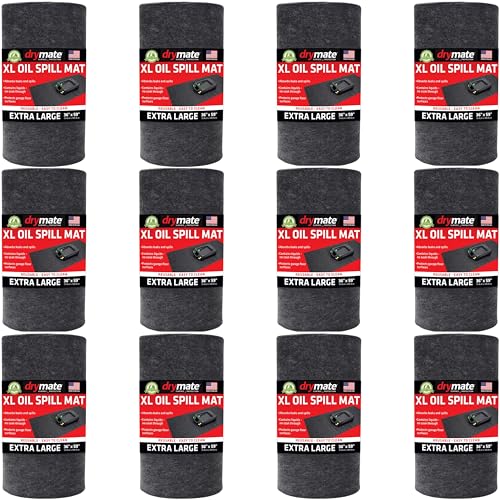 Drymate XL Oil Spill Mat (36" x 59") (12-Pack), Premium Absorbent Oil Pad, Reusable, Washable, Durable, Waterproof Backing Contains Liquids, Protects Garage Floor Surface (USA Made) - size: 36" x 59" (12-Pack)