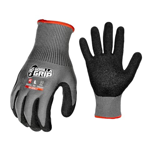 Gorilla Grip A5 Cut Resistant Work Gloves, Nitrile Coated - Large (27232-212B) - color: Grey A5, size: Large