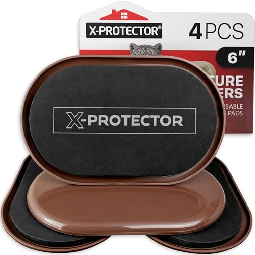 X-Protector Furniture Sliders for Carpet - 4 PCS 6" x 3 1/2" Moving Pads - size: 4 PCS 6" x 3.5", For Carpet