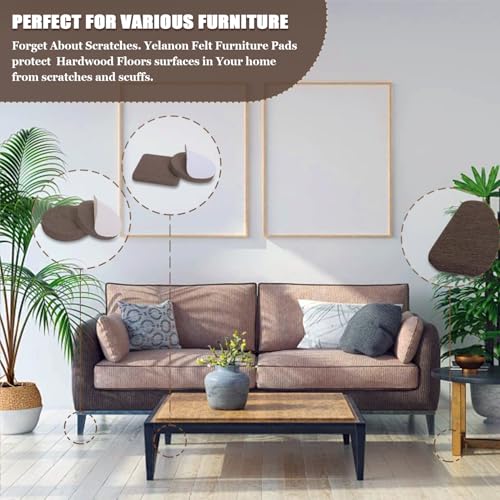 Yelanon Felt Furniture Pads 216 Pcs for Hardwood Floors Brown - size: 216 pcs Brown