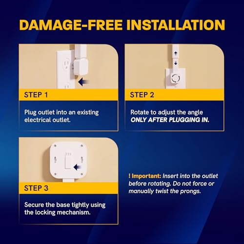 Outlet Extender Stick, 360° Rotating Wall Plug with 4 AC Outlets, USB-C PD 20W Fast Charging, 2 USB-A & 2 USB-C Ports, 18"-27" Adjustable Electrical Power Strip for Hard-to-Reach Outlets