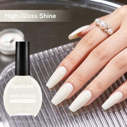 OpenLive 16.5ml Beige White Nail Polish Large Volume Quick Dry Nail Polish - color: Beige White