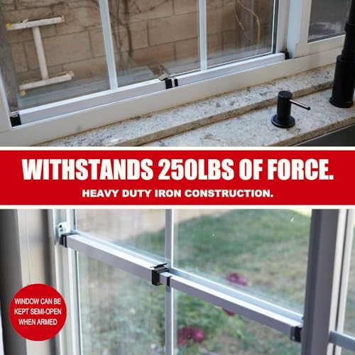 SecurityMan Window Security Bar - Easy Install for Horizontal/Vertical Windows - Adjustable Window Lock Bar (Child Proof/Heavy Duty Iron) - Extendable (14.25" to 37") Security Bars for Windows - White - color: White