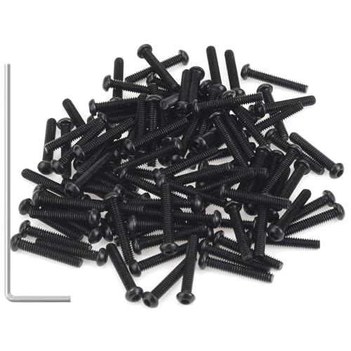 105 Pieces M2 x 12mm Button Head Socket Cap Screws, Thread Pitch 0.4mm, Sutemribor M2 Black Screws, 10.9 Grade Alloy Steel, Black Oxide Finish, Fully Threaded - size: M2 x 12mm, style: Button Head