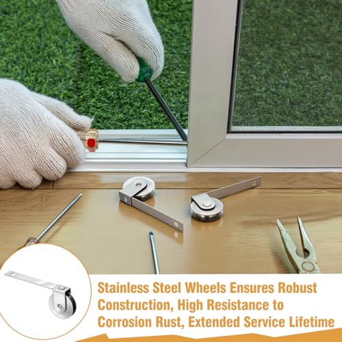 Lounsweer 4 Pcs 1 Inch Steel Screen Door Rollers Replacement, Straight - style: Straight