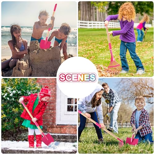 Duckura Kids Gardening Set with Wheelbarrow, Metal Garden Tools for Girls | Shovel, Rake, Lawn Digging & Weeding Kits toys, Outdoor Yard Birthday Gift Toy for Age 2 3+ years old - color: Pink-8pcs