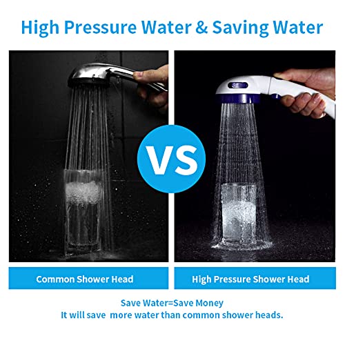 KAIYING RV & Camper High Pressure Handheld Shower Head with Pause Button - color: White & Blue