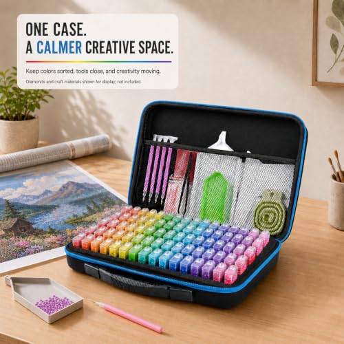 MERATIA Diamond Art Painting Storage Case Organizer, 80 Slots Containers - color: Blue 80 Slots