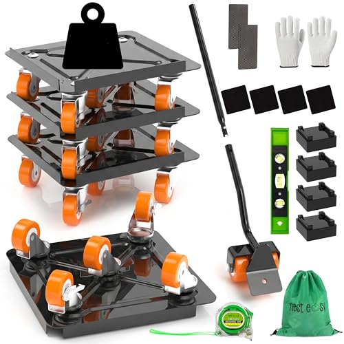 Heavy Duty Furniture Dolly 360 Rotate 5 Wheels 3000 Lbs Capacity 5.3x5.3 in - color: Orange, size: 5.3x5.3 IN