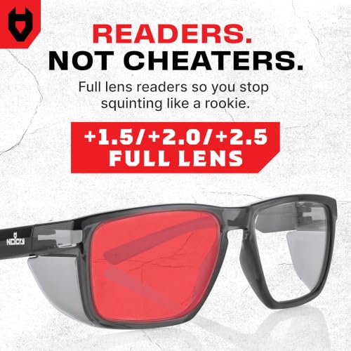 NoCry ANSI Z87.1 Safety Glasses with Readers 1.5 with Anti Fog & Anti Scratch Coating — Full Lens Safety Reading Glasses for Men & Women — Protective Eyewear with Side Shields and 100% UV Protection - color: Black & Black