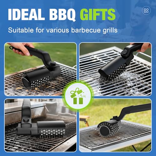 Electric Grill Brush, Cordless Rechargeable BBQ Grill Cleaner with 180° Adjustable Head, Powerful 3-Speed Motor, Stainless Steel Brush Head for Outdoor Grill, BBQ Grates, Gas Grills & Griddles