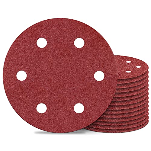 Awutzut 9 Inch 6 Hole Sanding Discs 100 Grit Hook and Loop for Drywall Sander 15PCS - style: 100 Grit