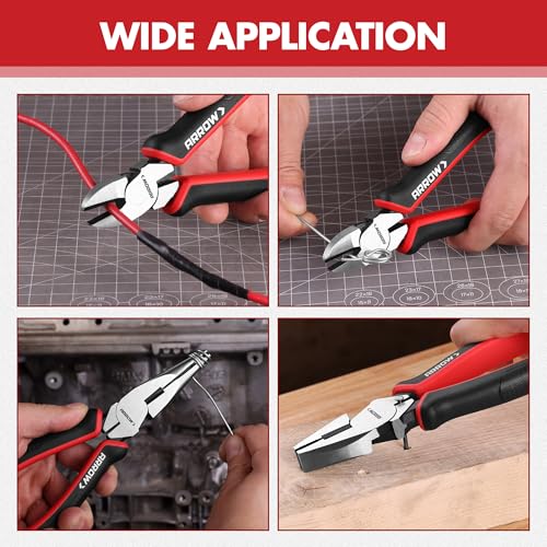 ARROW 3PC Pliers Set, Linesman Needle Nose Diagonal Cutting Pliers
