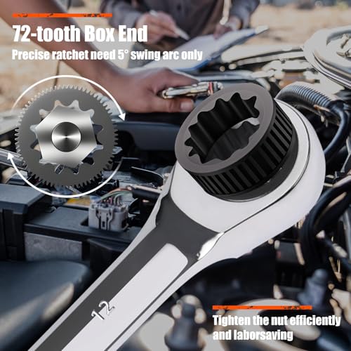 Egofine 5/16 inch Ratcheting Combination Wrench SAE, Industrial Grade Gear Spanner with 12-Point Design, 72-Tooth Ratchet, Chrome Vanadium Steel - size: 5/16"
