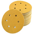 6-Inch 6-Hole Hook and Loop Gold Sanding Discs 80-Grit, 100-Pack - style: 80 Grit